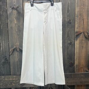 Made in Heaven Wide Leg Cropped Pants 8‎ White Trousers High Rise Neutral Office